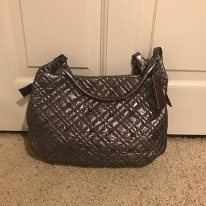 Elliott Lucca Silver Metallic Beaded Handbag